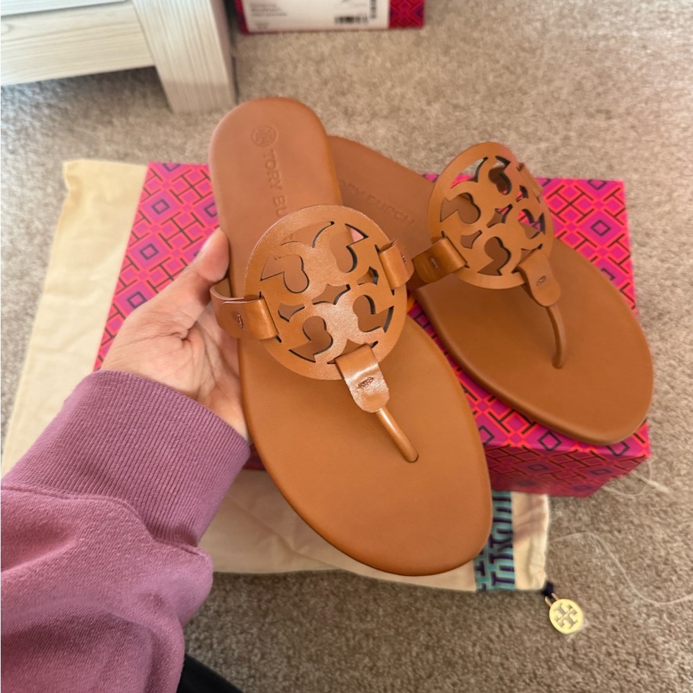 New tory burch miller calf leather sandals in Millie/ bourbon color - Picture 6 of 9